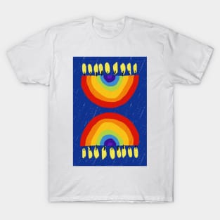 Rainbow Chanukiah Dark Blue Print T-Shirt